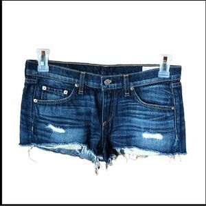 Rag & Bone Mila Distressed Denim Cut-Off Shorts Sheffield Wash - 26